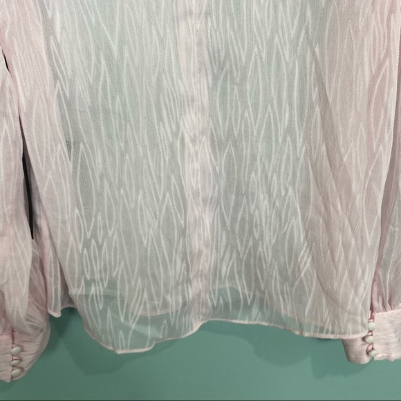House of Harlow 1960 X Revolve Elise Blouse Sz M Sheer Pink Fairy - Picture 13 of 13